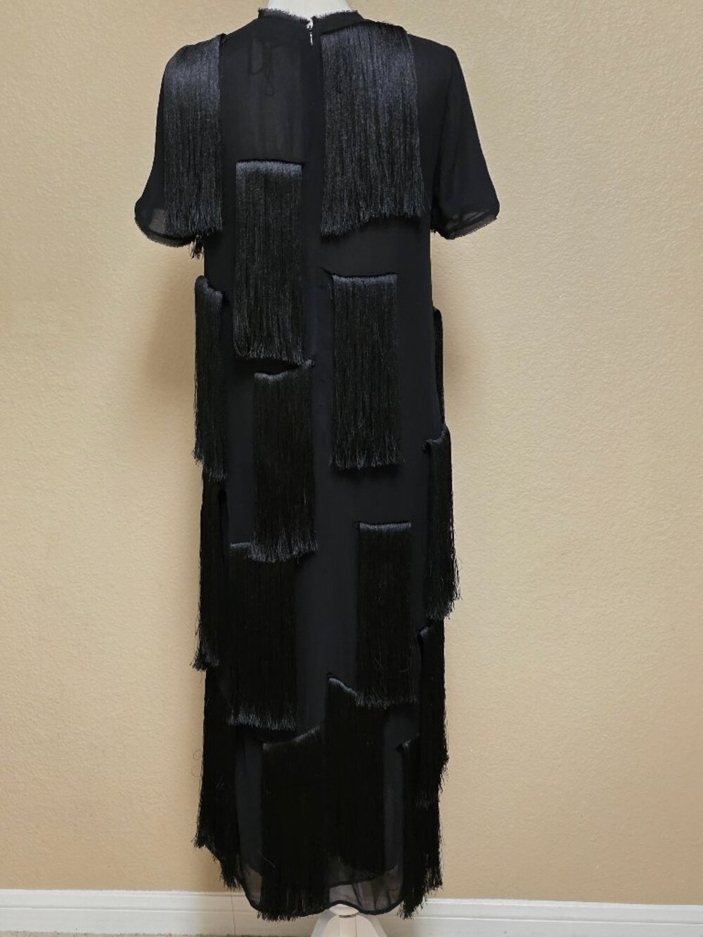 NWOT Zara Black Fringed Midi Dress - Picture 3 of 16